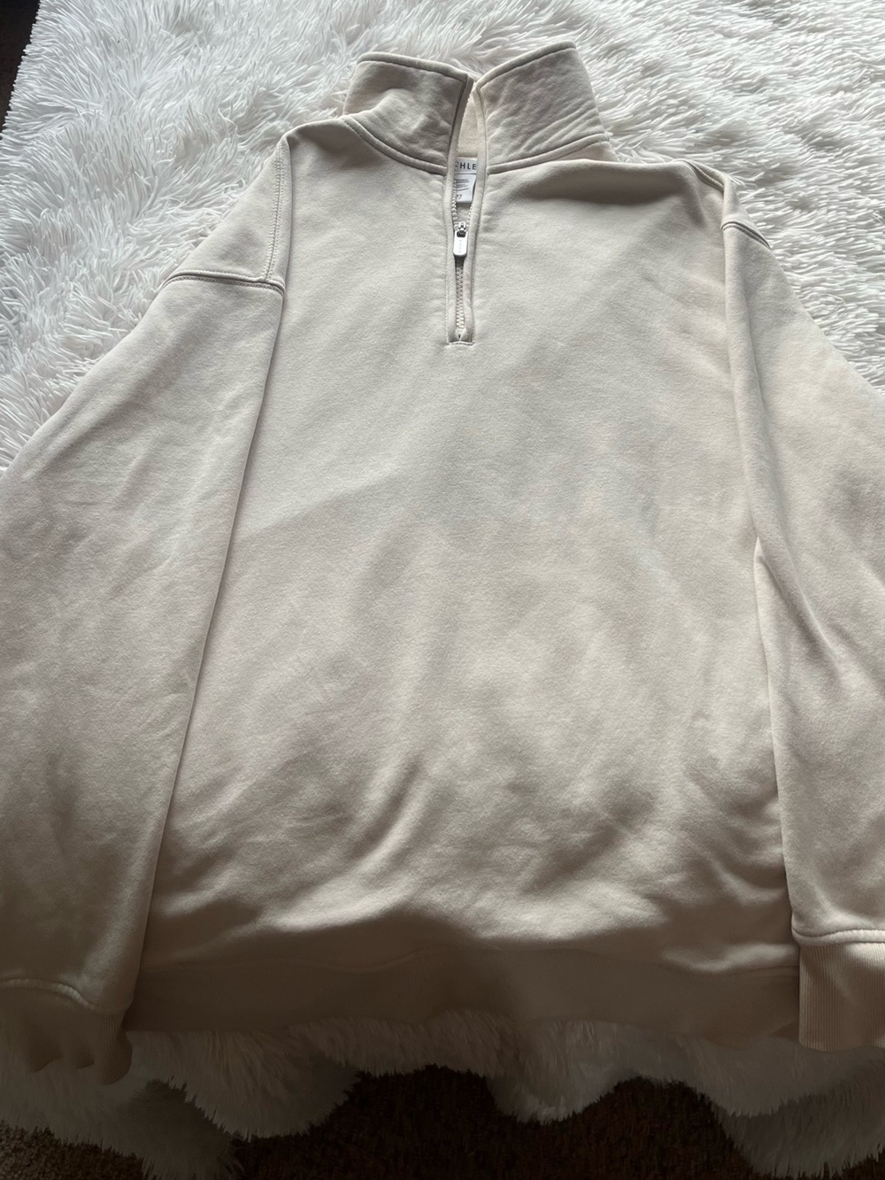 Athleta Cream Half-Zip Crewneck Pullover
